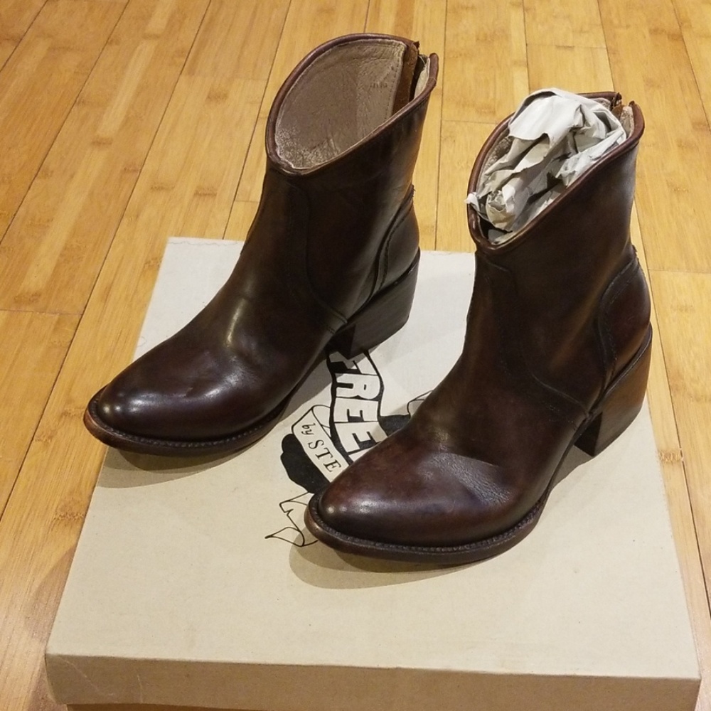 Plum Leather ankle boots